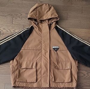 Woman's Brown and Black Hooded Jacket